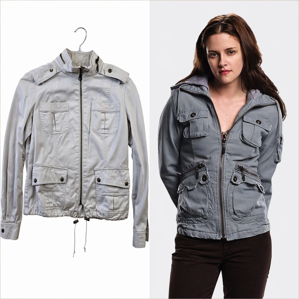 Kenar‎ Y2K Utility Jacket Medium Zip Front Beige Bella Swan Twilight Medium